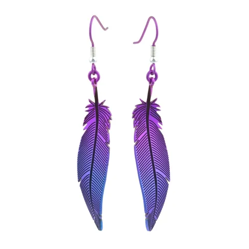 Lovebird Feather Pink Blue Drop & Dangle Earrings